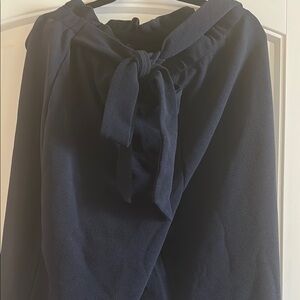 Navy Tie-Front Tapered Trousers 18W Plus Size Office Casual Pants